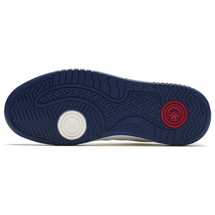 Anta Wave Shoes Fabric Synthetic Leather Suede Breathable Low Top Skate Shoes Men Sneakers White Blue 912538003F-6