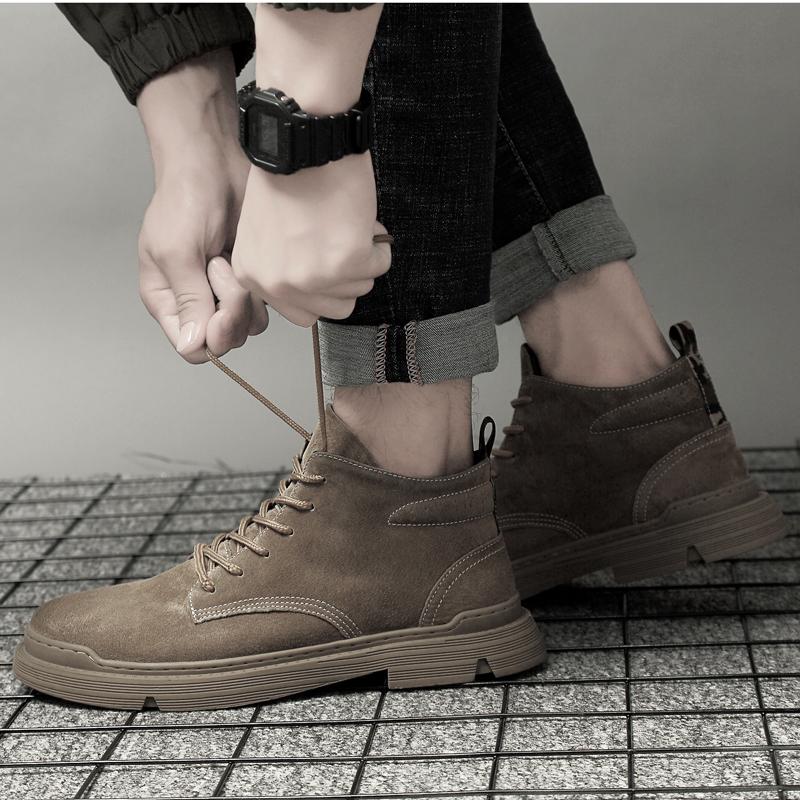 Fashion Winter Warm Plus Velvet Casual Boots Fashion Handmade Ankle Boots Popular TrendBoot British Style Men Non-slip Leather Boots