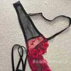 Translucent Panties Thong Hollow Open Bra Set Embroidered Strap Splicing Seductive Sexy Set