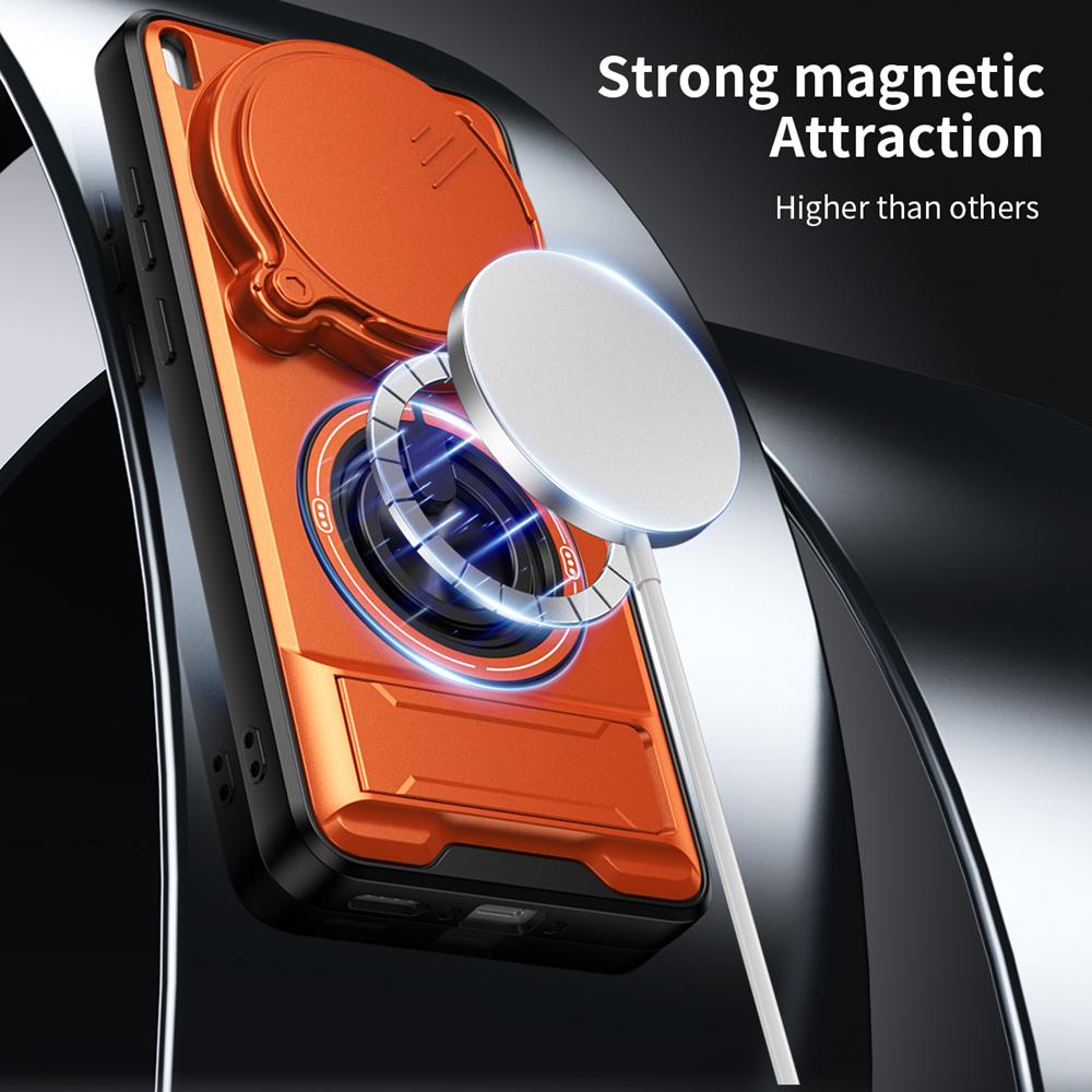 KEYSION Magnetic Phone Case for VIVO X300 Ultra 5G Slide Camera Lens Protection Upright Stand 360° Ring Shockproof Back Cover