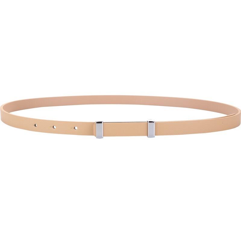 Meier Black and red small belt, women's trendy thin waist belt, first-layer cowhide women's belt