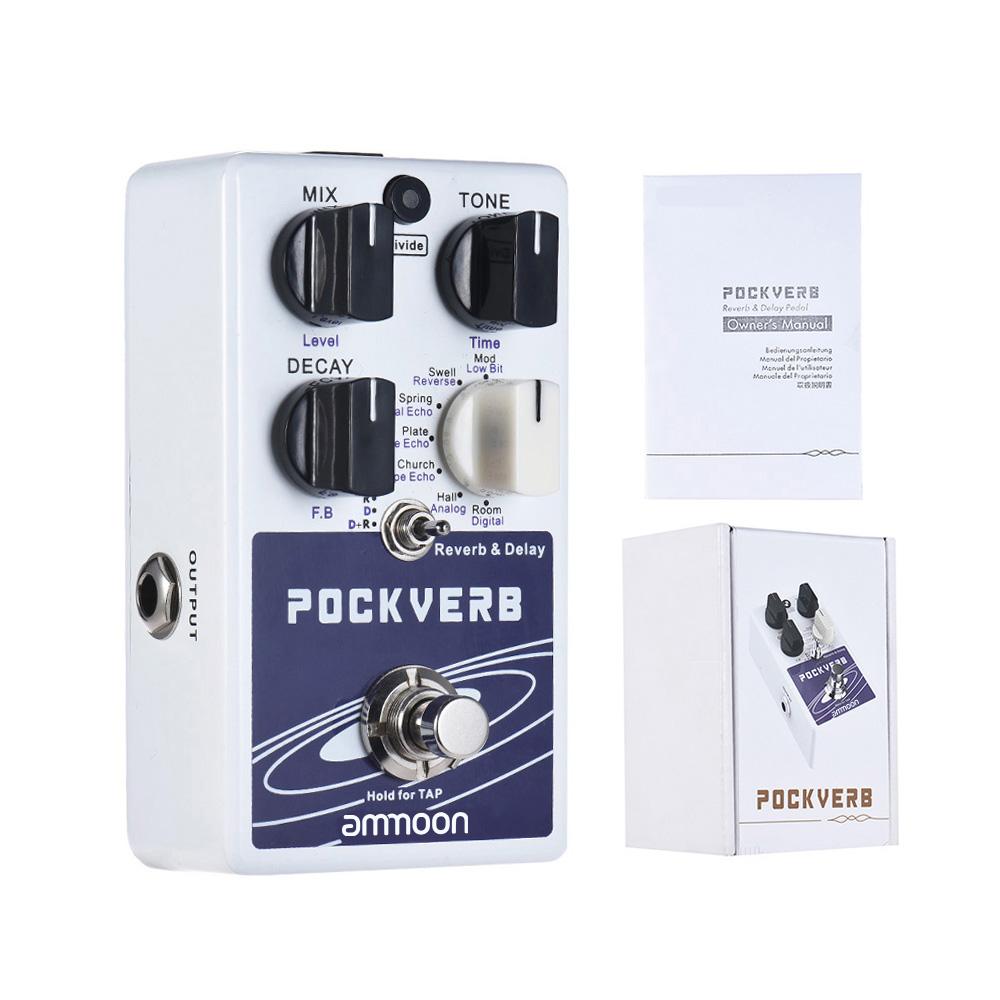 POCKVERB Reverb & Delay Guitar Effect Pedal 7 Reverb Effects + 7 Delay Effects With Tap Tempo Function True Bypass