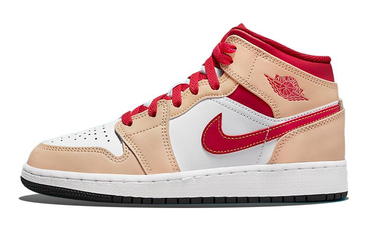 Jordan 1 Mid Light Curry Cardinal GS 554725-201 36