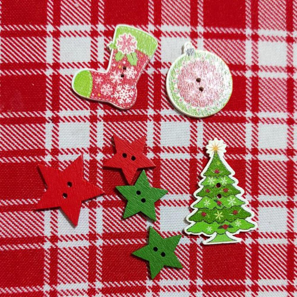 Wooden Cute Christmas Pendant Christmas Decoration Colored Buttons Craft Buttons Sewing Button