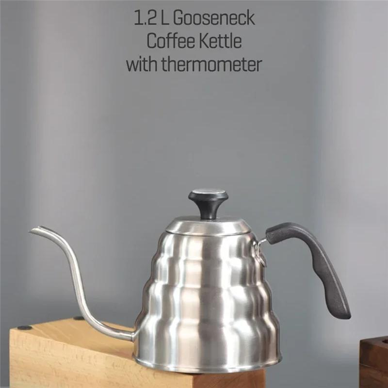 Practical-Coffee Kettle Stainless Steel Pour Over Coffee Pot Kettle Drip Kettle With Thermometer For Home Office Cafetera