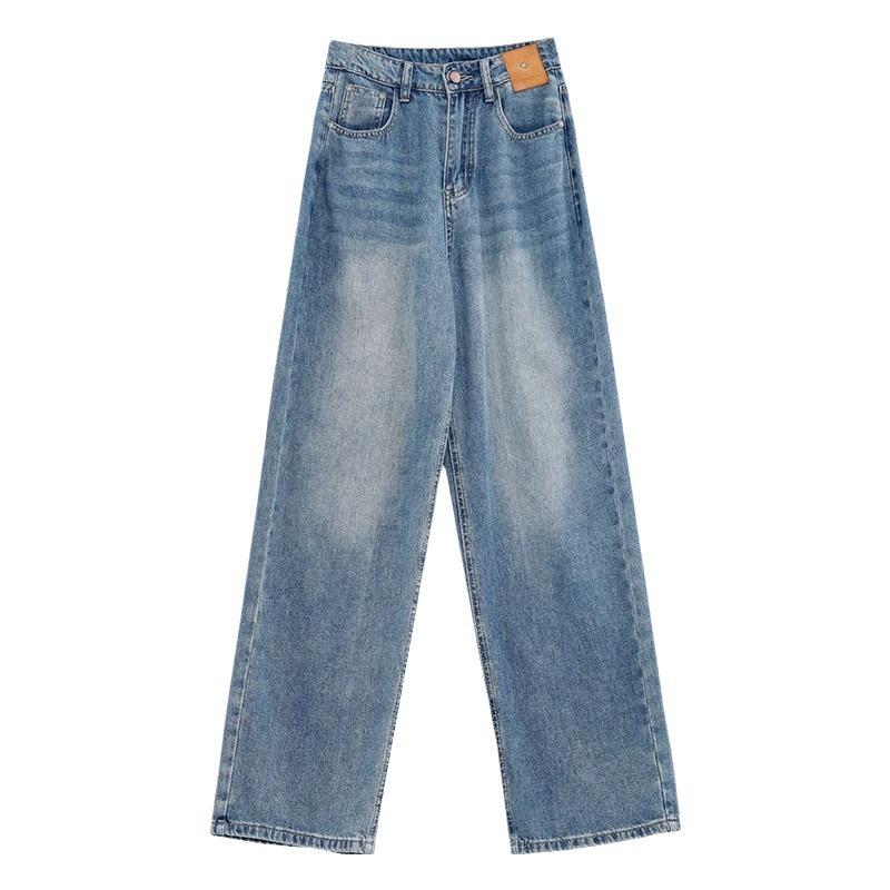 Pear-shaped Body Wide-leg Jeans for Women with Large Size Fat Mm Slim High Waist Straight-leg Pants for Summer New Loose Floor Pants