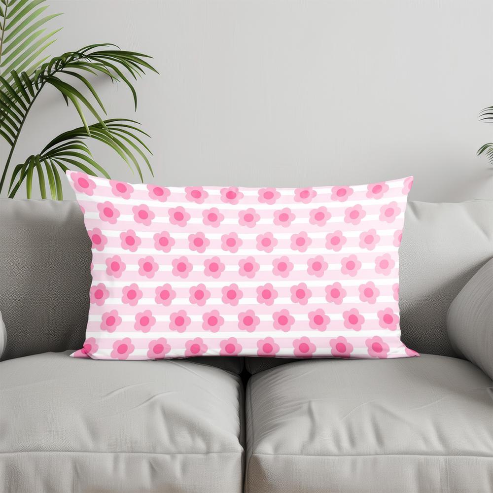 Home Decor Checkered Pattern Cherry Pillow Suitable For Sofa Bedroom Car Pillow Cover Cushion Rectangular Back Cushion