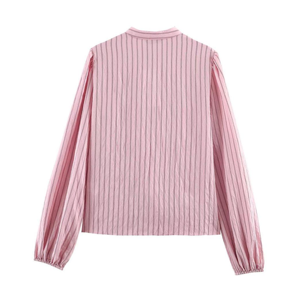 TAOP&ZA Women's Ruffle Stripe Layered Shirt - Spring 2026 Arrival