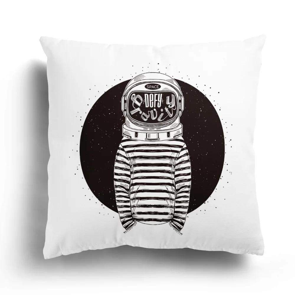 Fashion Black and White Star Astronaut Pillowcase Sofa Cushion Cover Home Living Room Decoration Cartoon Pattern