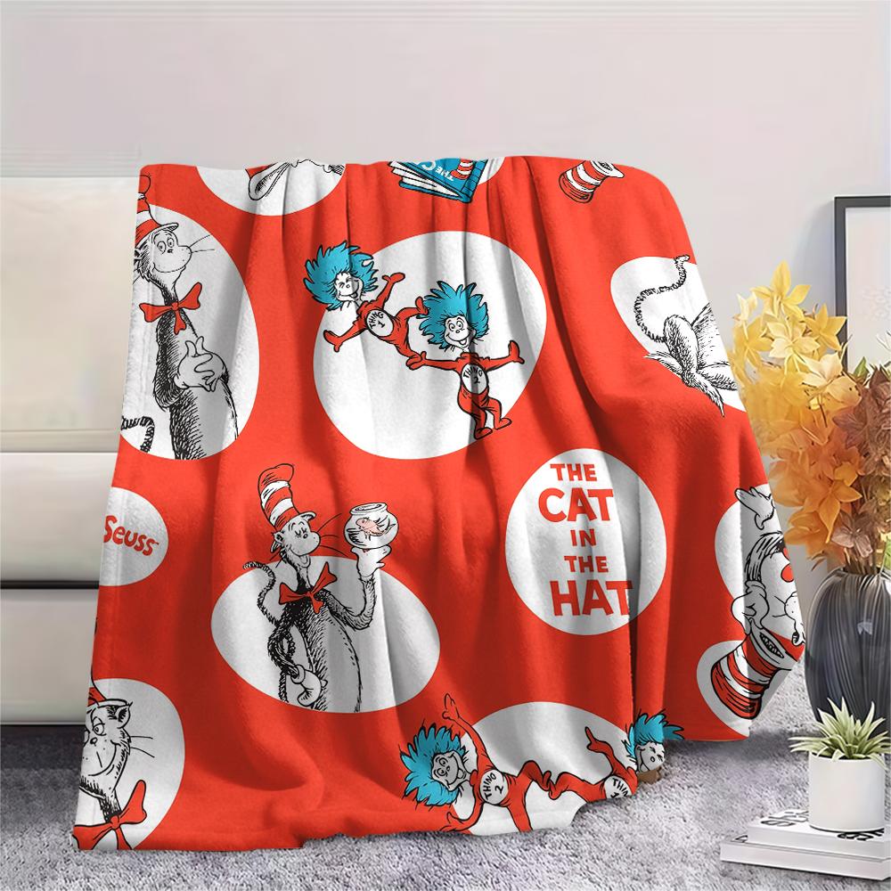 De Kat met de Hoed, patroon Flanellen Deken, Hoge kwaliteit Comfortabel voor Alle Seizoenen, Woondecoratie, Warmte en Comfort, Perfect voor Cadeaus.