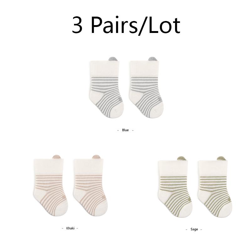 3 Pairs Baby Adorable Floor Socks Breathable Casual Socks For Boys and Girls Striped Cute Kids Indoor Socks
