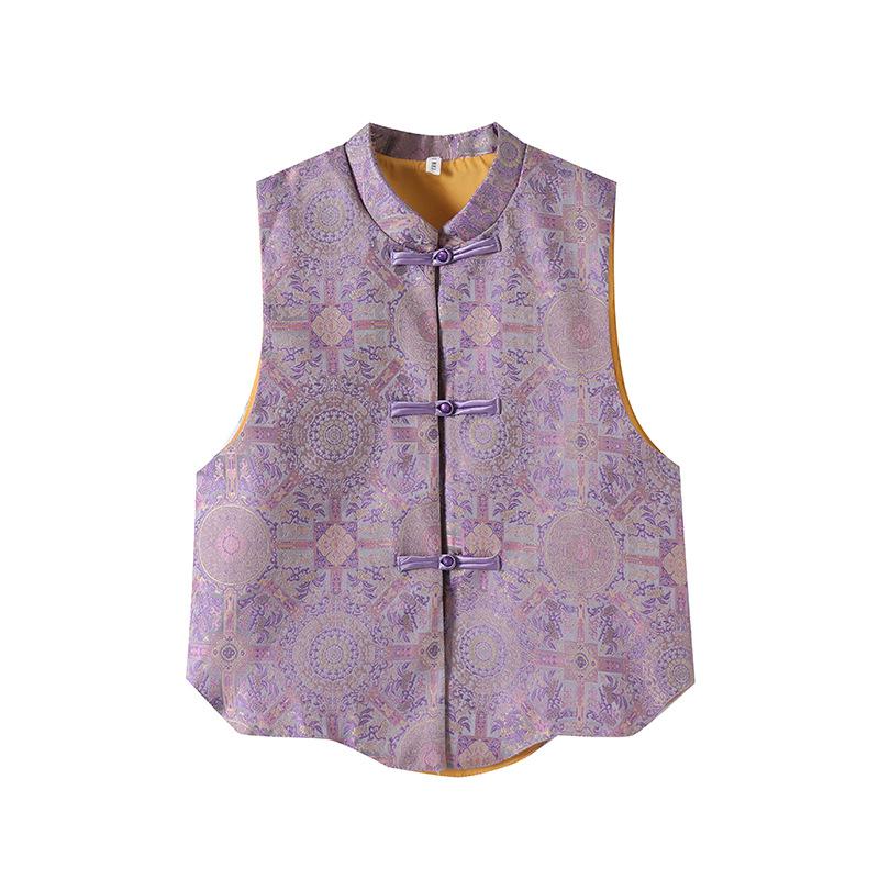2025 early spring new embroidered vest vest women's luxury retro jacquard button top