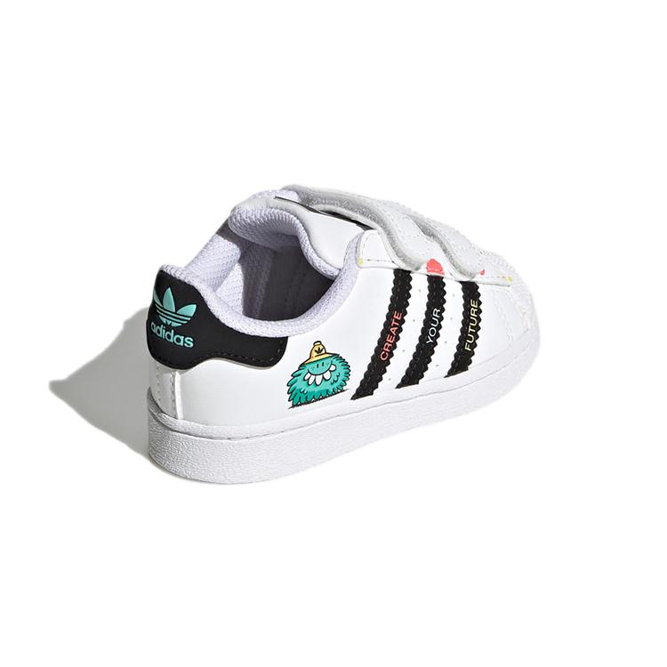 Adidas Originals Superstar Cf I Hook and loop Abrasion Resistant Low top Skateboard Shoes White Black Blue H05269