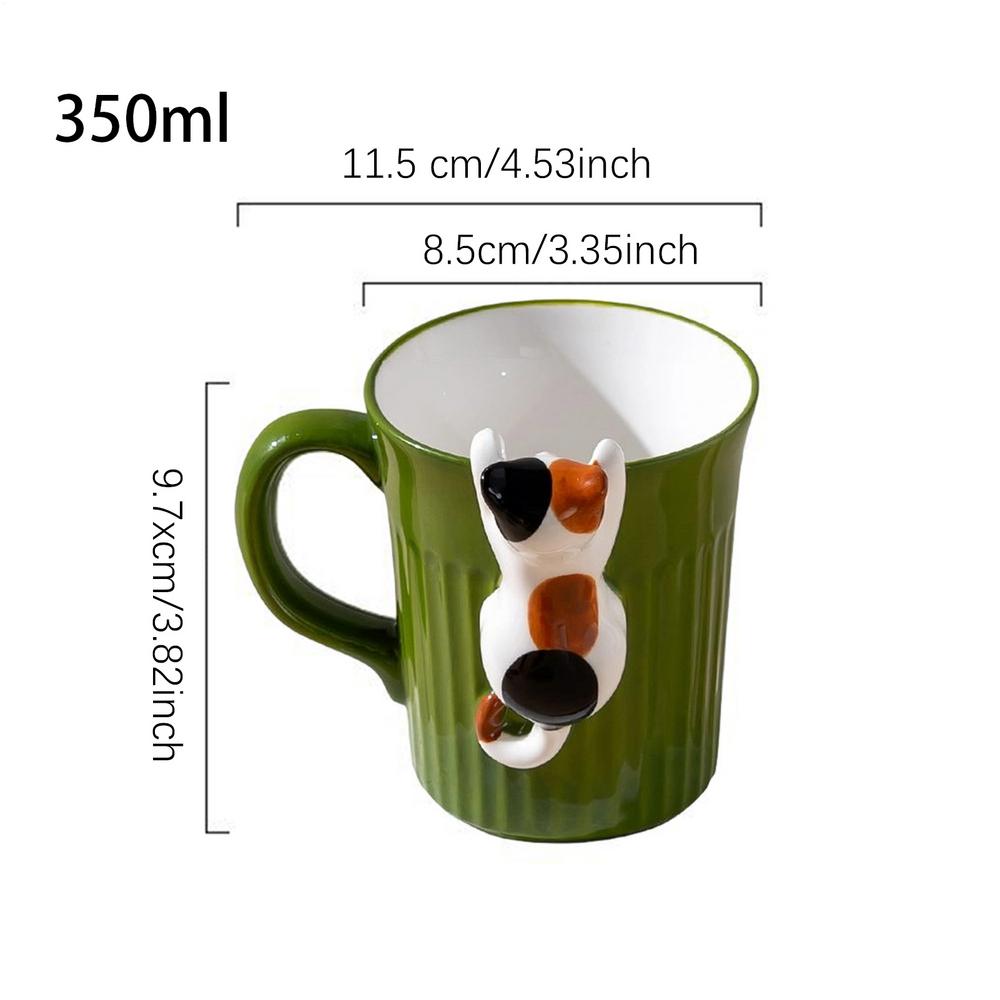 Cartoon Cute Cat Climbing Ceramic Cup 350ml Embossed Cat Mug Ceramic Coffee Mug Drinking Cups For Tea Milk Water Drink 350ml