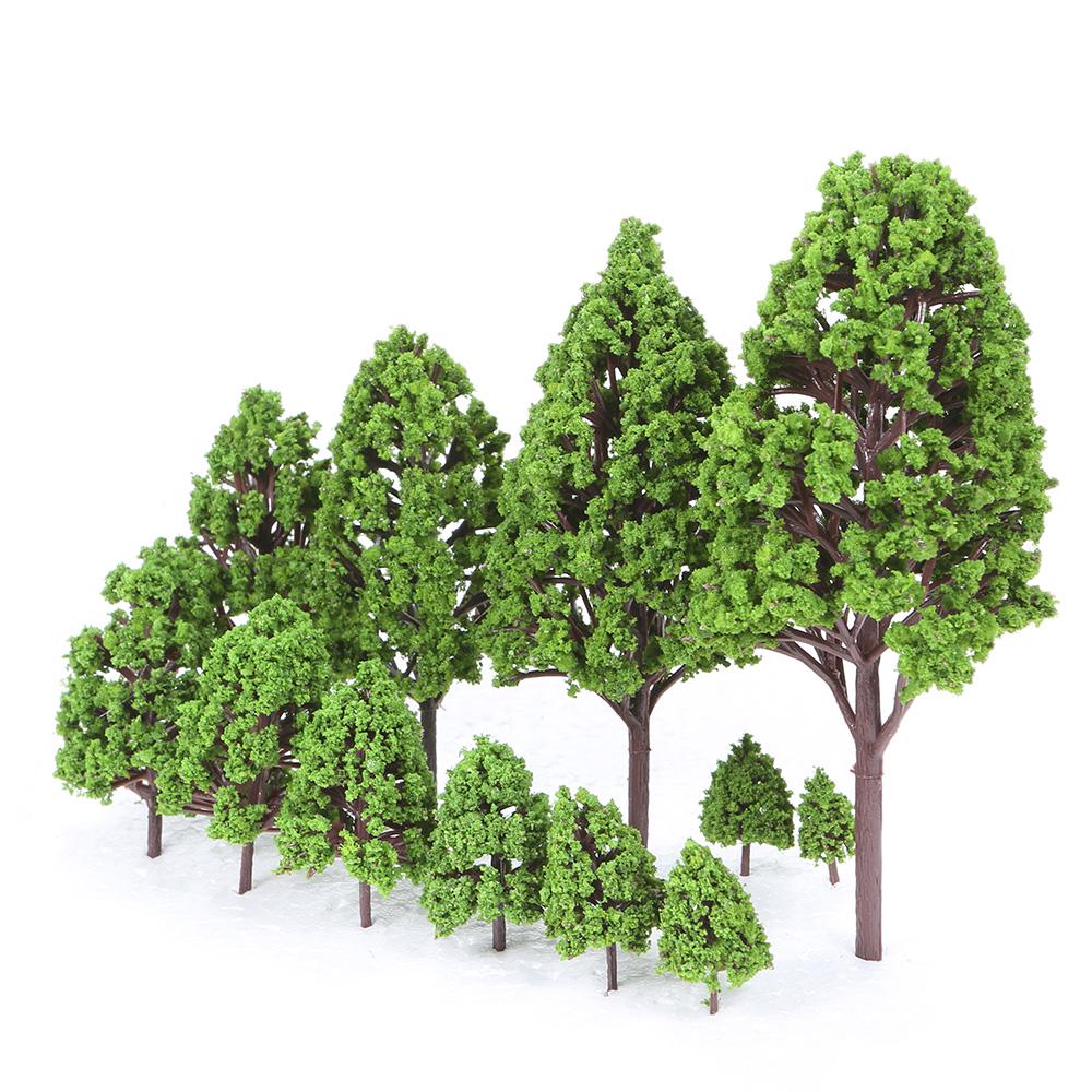 33pcs Mini Plastic Green Trees Scale Architectural Models Train Railways Landscape Scenery Layout Garden Decoration Tree Toys