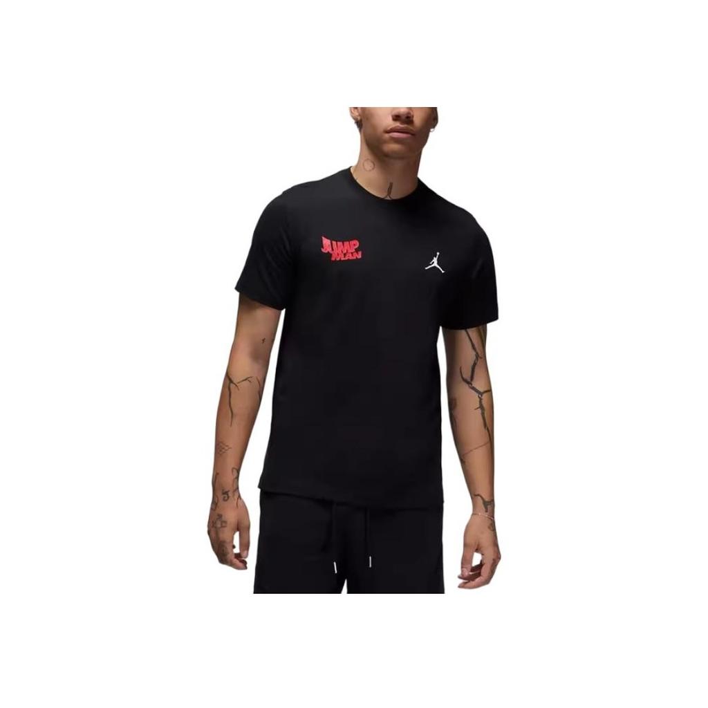 Jordan Summer Alphabet Print Short Sleeve Crew Neck Knit T-Shirt Men Tops Black FN6030-010