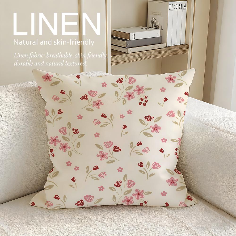 Small Floral Plaid Cushion Cover Linen Decorative Pillowcase Set Pcs X X X Breathable Washable Sofa Cushion Cover