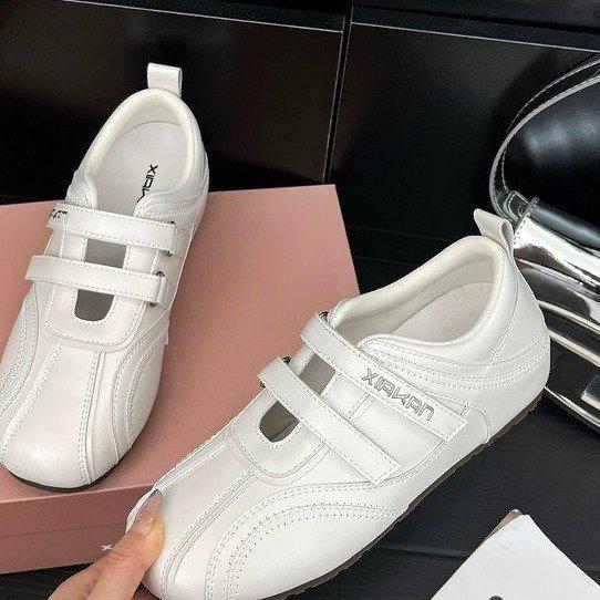 Real soft leather inner height increase 6cm Velcro hollow sports Mary Jane shoes women's summer versatile casual moral training shoes tide