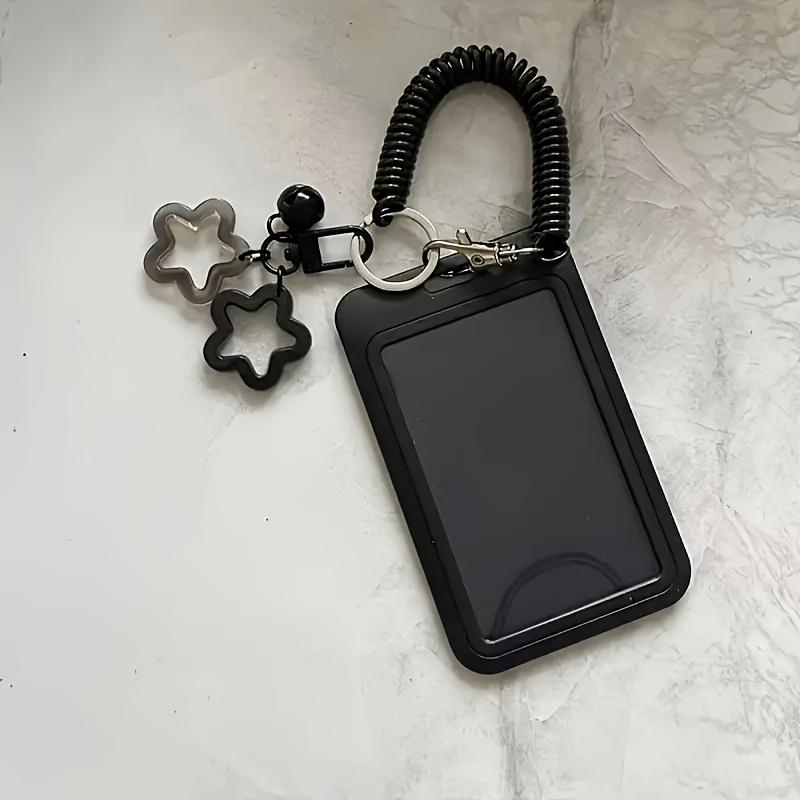 Retractable Plastic Card Holder with Star Pendant Keychain for Buses ID Credit Cards, Durable Morandi Colorful Daily Wear Gift