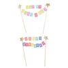 Handmade Cake Banner Colorful Happy Birthday Cake Decor Cake Pull Flower Cake Topper  Kids Gift