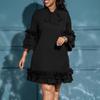 Spring and Summer Women's Dress Plus Size Loose Casual Ruffle Sleeve Tie Solid Color Dresses