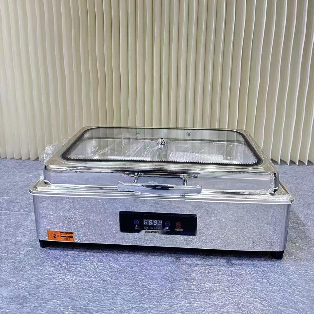 Stainless Steel Electric Buffet Chafing Dish - Smart Self-Service Warmer with Transparent Insulation for Hotel Breakfasts