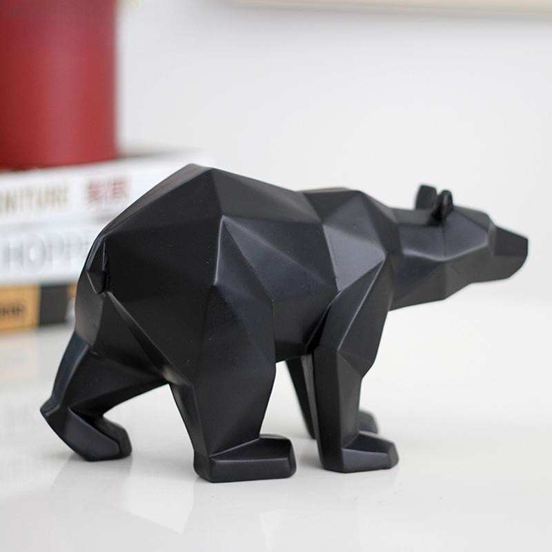 Home Decor Creative Geometric Resin Polar Bear Statue Fashion Desktop Ornament Modern Abstract Animals Interior Decorating Gift