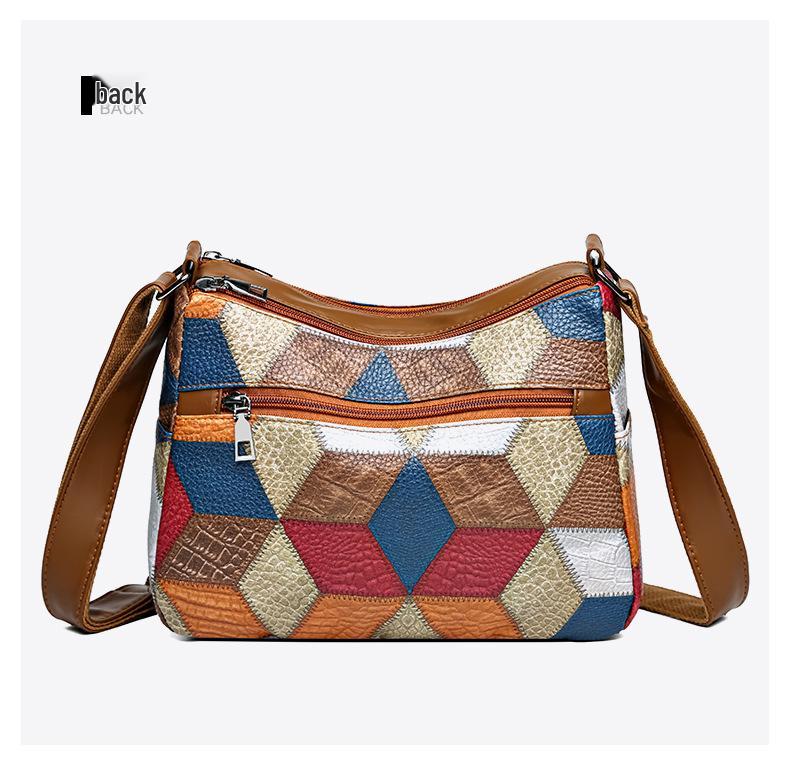 Trendy Color Block Women's Crossbody Bag with Multi-Zipper Design