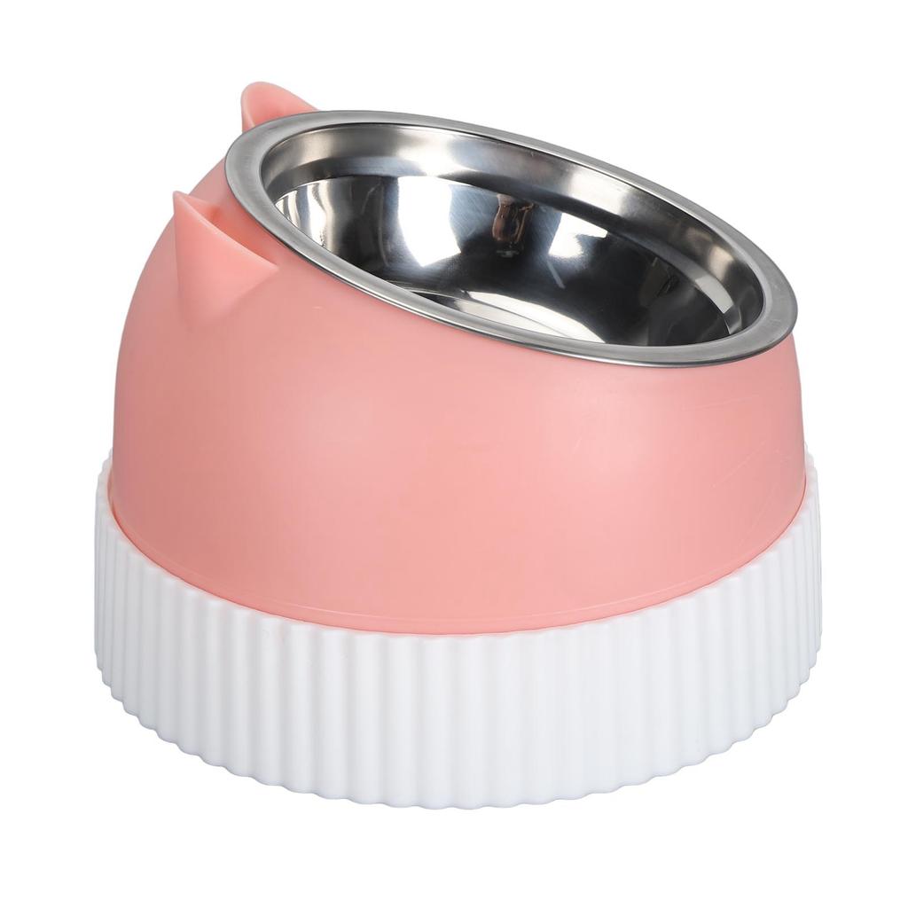 Raised Cat Bowl 15 Degrees  Tilted Anti Slip Plastic Slower Feeder Cat Food Dual Bowls for Cats and Puppy