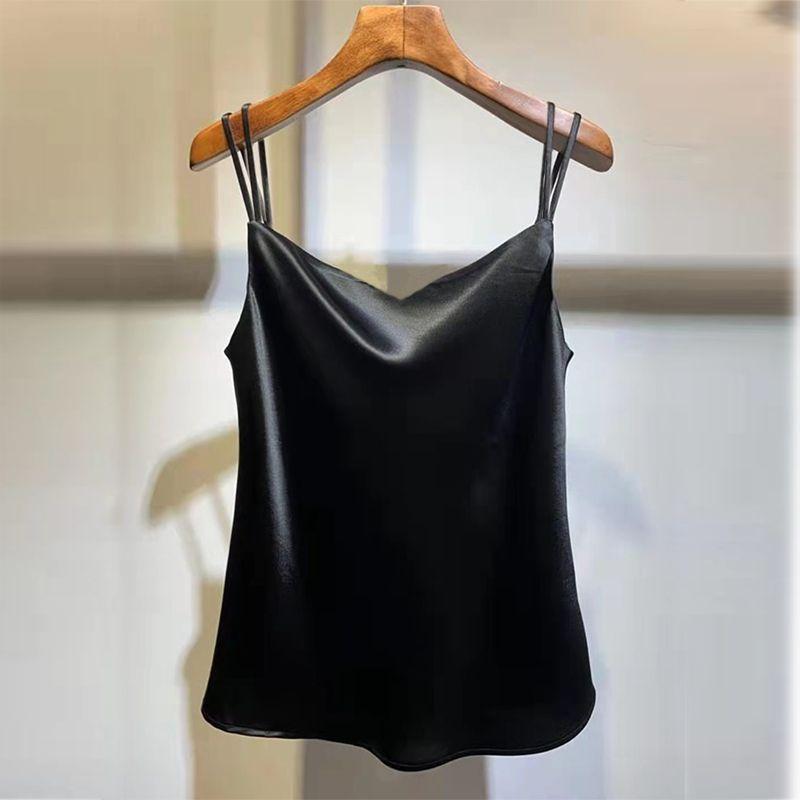 Design Sense V-neck Camisole Summer New Vest, Plus Size Women's Sleeveless Top Base Shirt Solid Color Suit Inner Layer