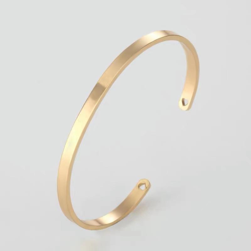 St. Delan Smooth Titanium Steel Couple's Open Bangle - European & American Fashion Jewelry