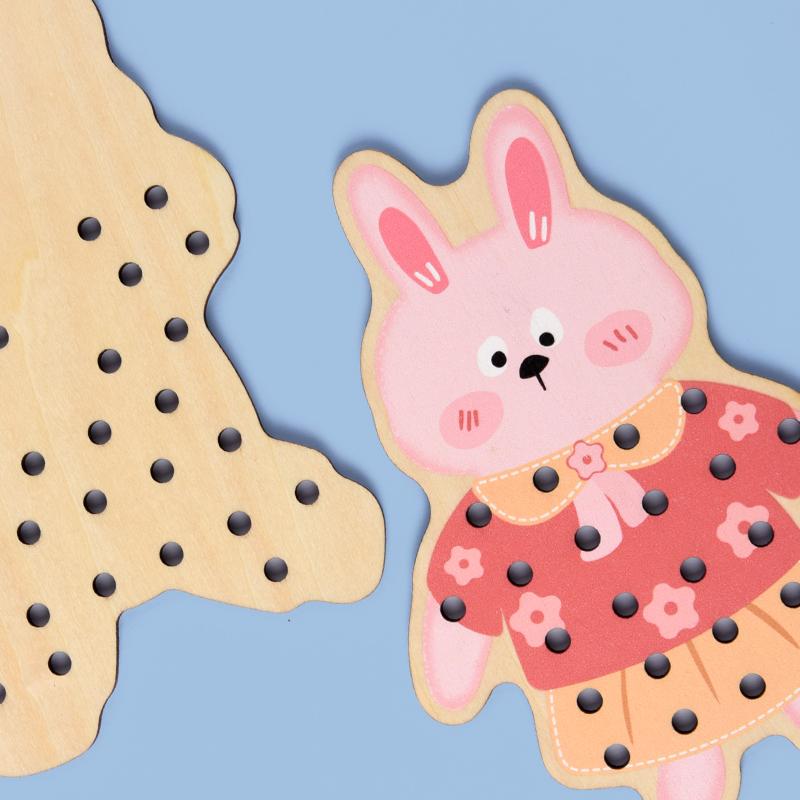 Wooden Lacing Toys Montessori Sensory Toys Sewing Cards Lacing Playing Game for Kid Preschool Learning Activity Fine Motor Skill