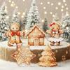 Holiday Party Table Centerpieces 5Pcs/Set Christmas Gingerbread Man Wooden Tabletop Decor, Vintage Cookie Indoor Ornaments for Living Room Shaped