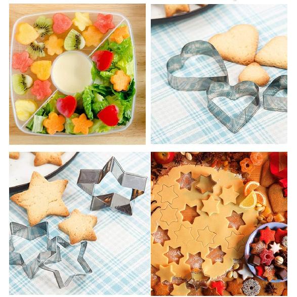Heart Star Cookie Cutters Set, Valentine’s Day Heart Shaped Biscuit Cutters Stainless Steel Pastry Donuts Cutters with Storage Box