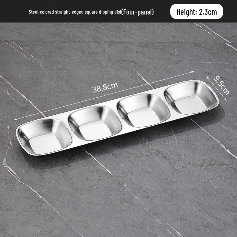 304 Stainless Steel Korean Multi-Compartment Seasoning and Dipping Sauce Dish for Restaurants and Hot Pots