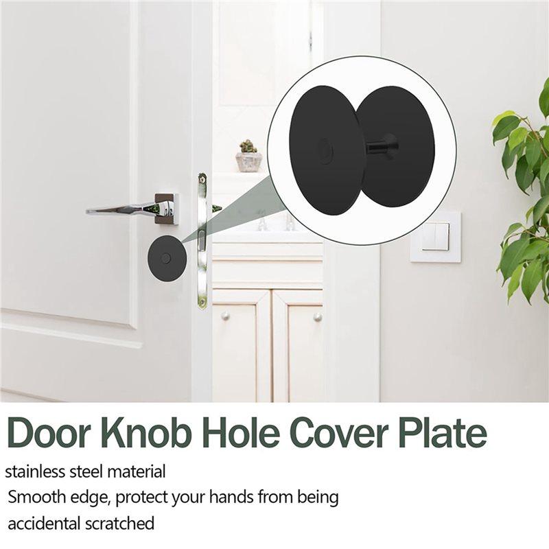 A84E-4 Set Door Hole Cover Plate,2-5/8 Inch Diameter Round Deadbolt Cover Plate,Door Knob Hole Cover Plate Black