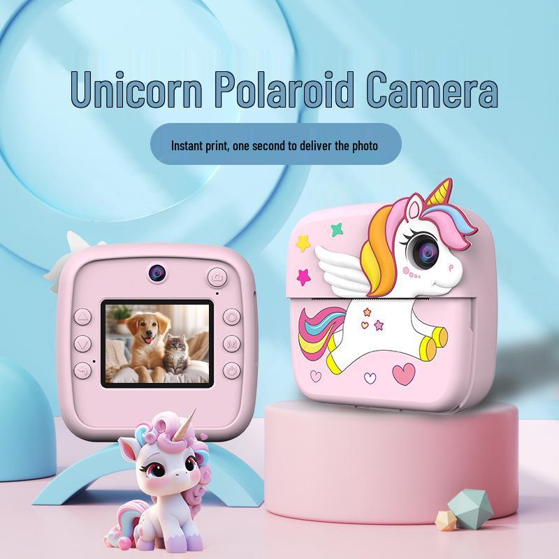 Jednorożec Aparat Polaroid z Podwójnym Obiektywem: Przenośna zabawka do drukowania zdjęć ze lustrzanki