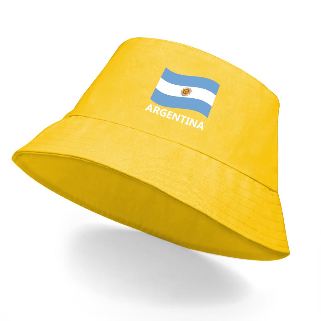 Argentina Flag Print Bucket Hat Solid Color Unisex Sun Hat Lightweight Hat For Man Cuff Bucket Hats Ideal Choice For Golf Summer