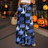 Women's Casual Wide Leg Pants Stretch Belt Pocket  Print Adjustable Tie Pants