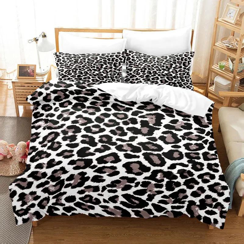 Zestaw pościeli z nadrukiem 3D kamuflażu w panterkę w nowoczesnym stylu, miękki zestaw poszwy na kołdrę, rozmiar king, queen, twin, prezent urodzinowy, dekoracja sypialni