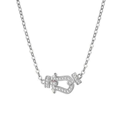 Necklace for Horseshoe Horseshoe Clavicle Gift Women, Silver, Necklace, Zirconia, CZ, Stylish, Pendant, Cute, Chain, 50cm, Valentine's Day,