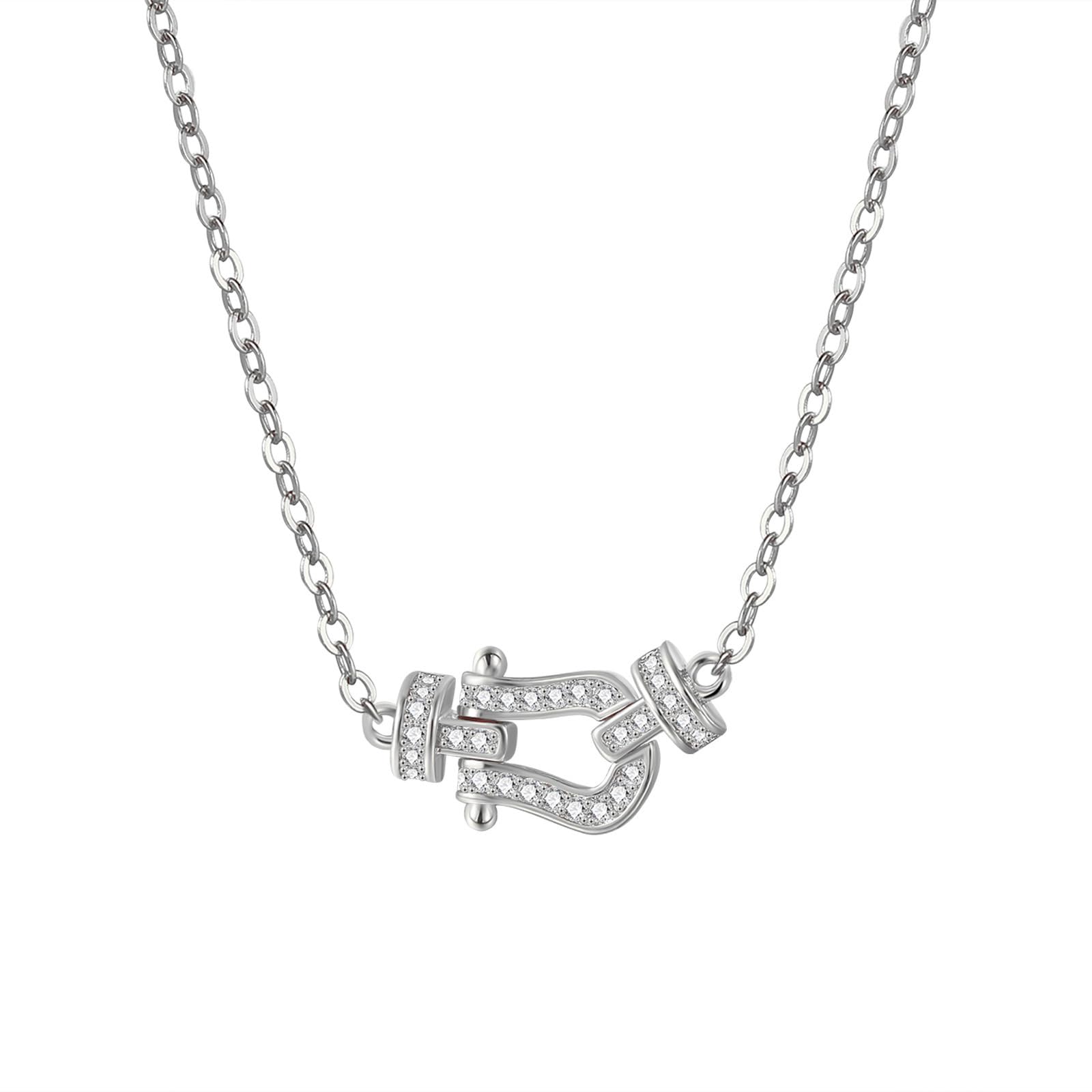 

Ожерелье для подковы Подкова Ключица Подарок [Rockyu] Женщины, Серебро, Ожерелье, Цирконий, CZ, Стильный, Подвеска, Милый, Цепочка, 50 см, День святого Валентина,