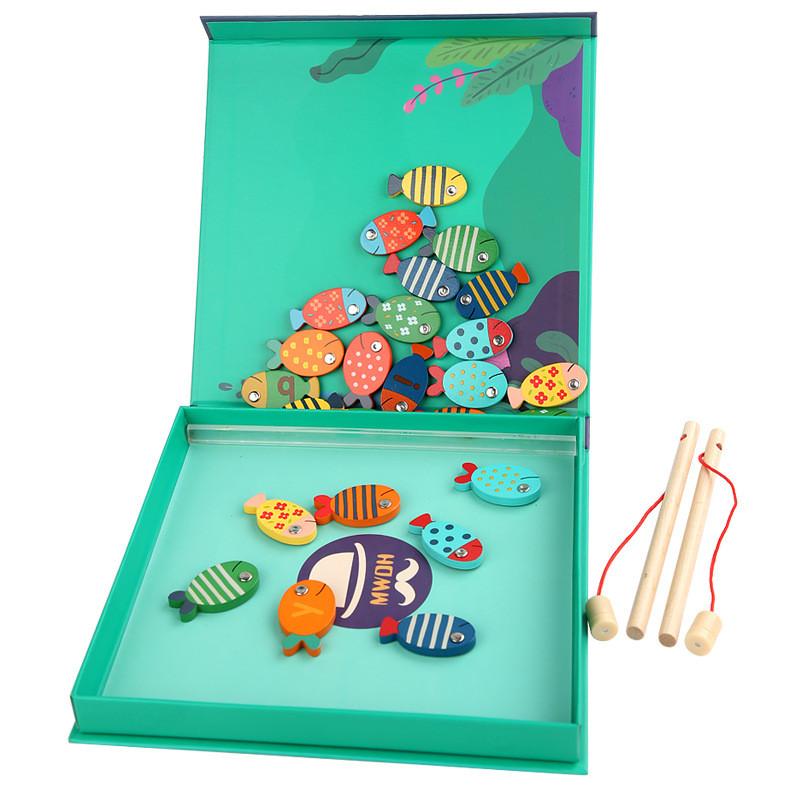 Fishing Wooden Magnetic Puzzle Toys For Childrens Educational Matching Word