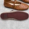 Johnature Hollow Out Breathable Genuine Leather Flat Sandals Casual Versatile Soft Soled Women's Shoes