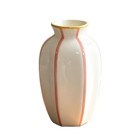 Striped Ceramic Flower Vase, Modern Decorative Vase for Fresh or Dried Flowers, Flower Holder Container for Living Room Table Centerpiece