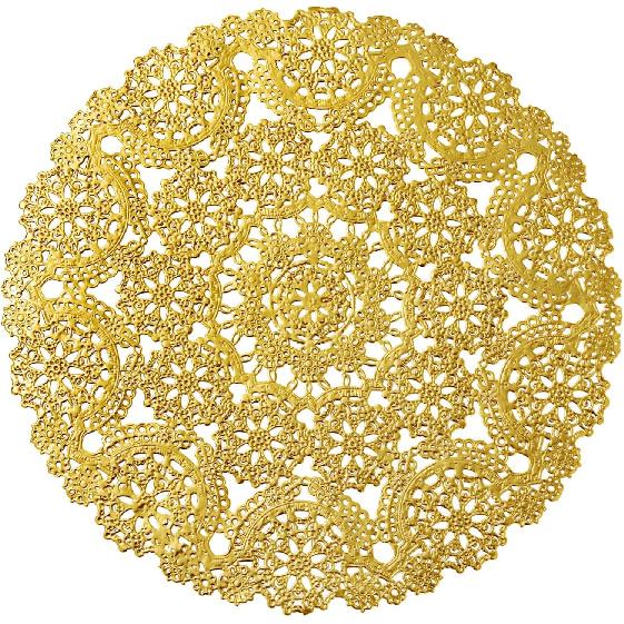 Juvale 60 Pack 10 Inch Gold Paper Doilies for Dining Table, Round Decorative Medallion Lace Placemats for Wedding