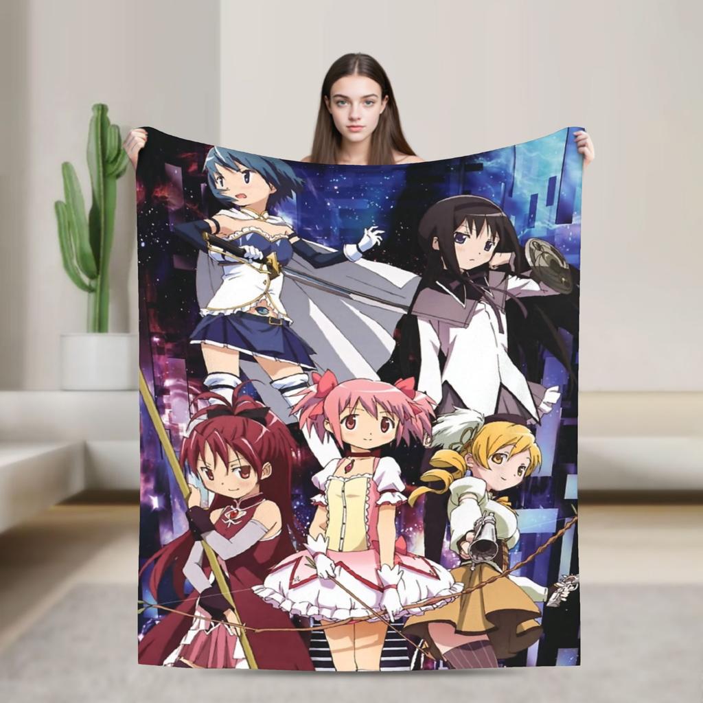 Puella Magi Madoka Magica Blanket Anime Flannel Awesome Soft Throw Blanket for Bedding Lounge Decoration