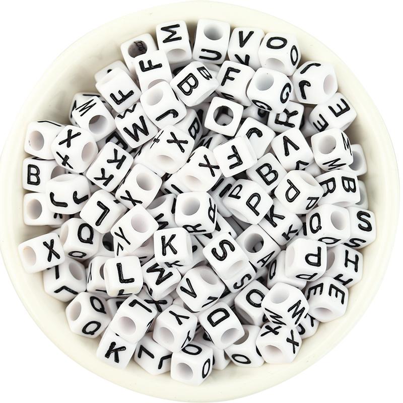 100pcs/Lot Mixed Round Flat Acrylic Letter Beads Alphabet Digital Cube Loose Spacer Beads For Jewelry Making Diy Bracelet