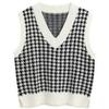 Loose Knitted Vest Sweater Women Sleeveless Thick Vintage Sweater Vest Female Waistcoat Chic Tops  Houndstooth Women Clothing