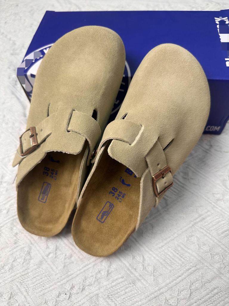 BK Half-Covered Genuine Leather Unisex Slippers with Cork Toe Cap - Versatile Casual Outdoor Wear by Birkenstock